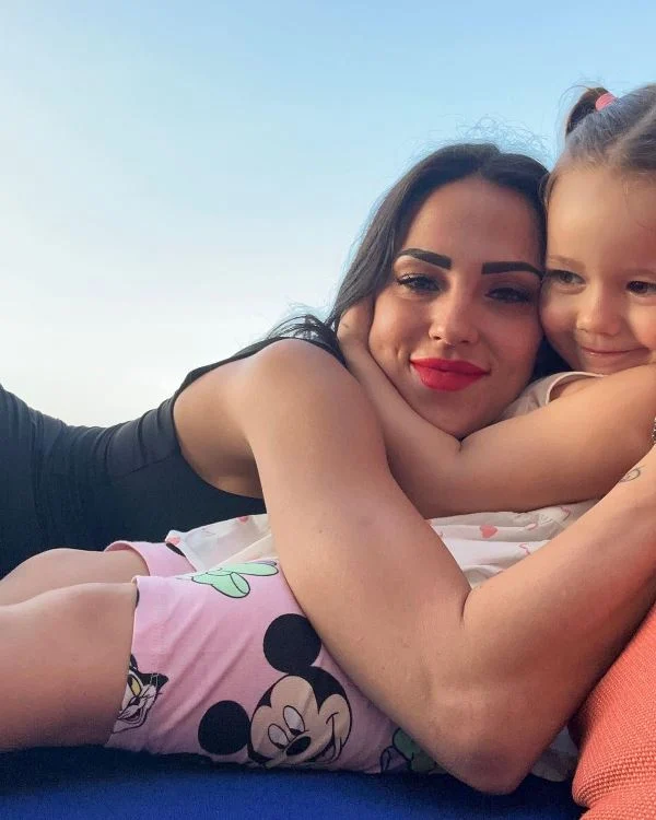 Elena Miras with her daughter